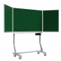 Klapp-Tafel fahrbar, Mittelfläche 150x100 cm, Flügel  75x100 cm, Stahl grün, 